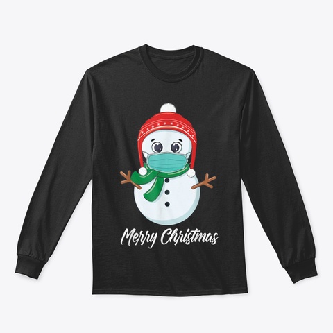 Merry Christmas 2020 Quarantine Mask Cut Black T-Shirt Front