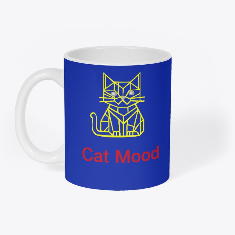 Cat Mood Geometric Neon Line Art T-Shirt