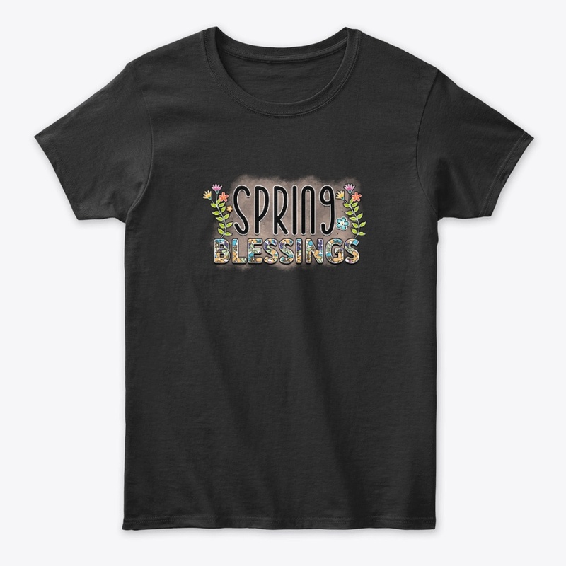 Spring Blessings Floral Text