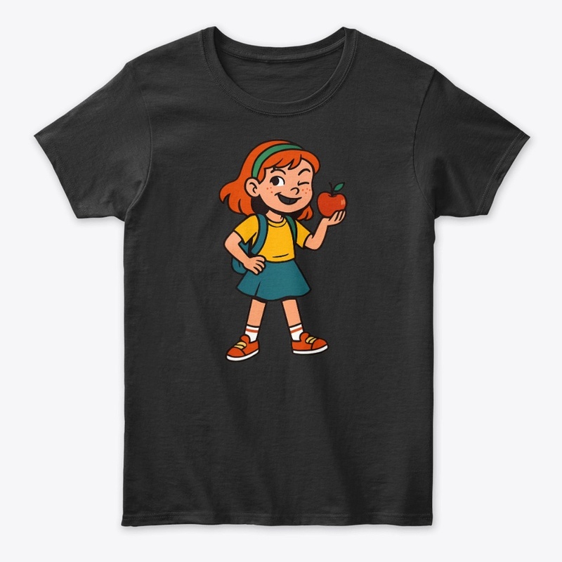 Winking School Girl Cartoon Art