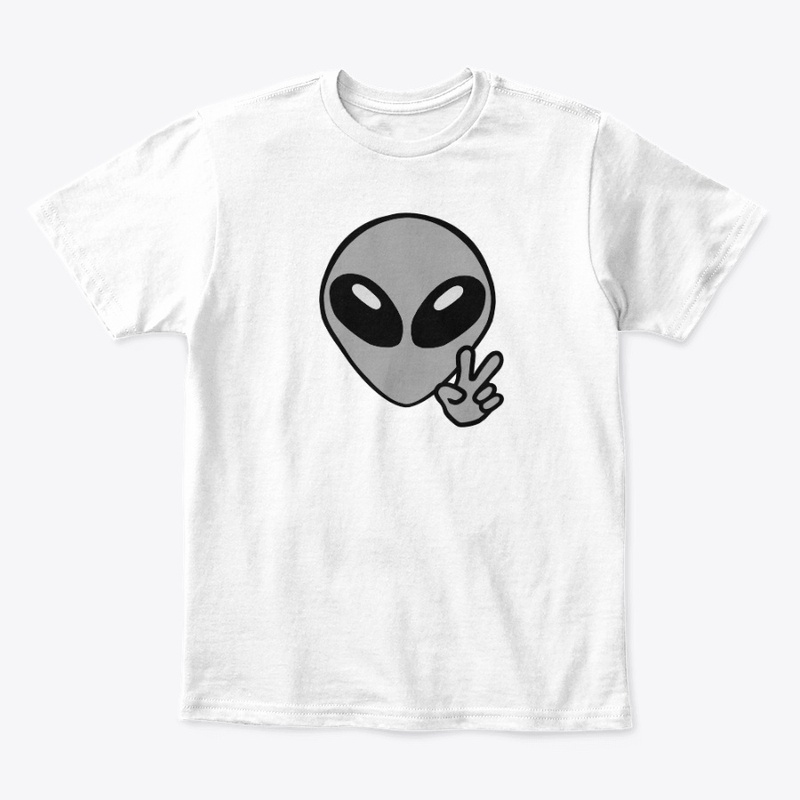 Space Alien Head With Peace Hand Sign