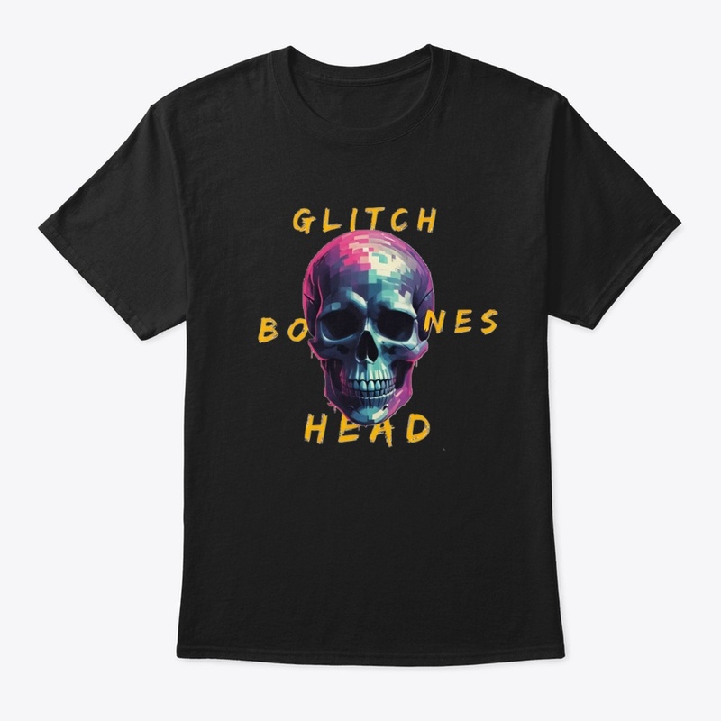 Glitch Bones Head – Pixel Skull Text