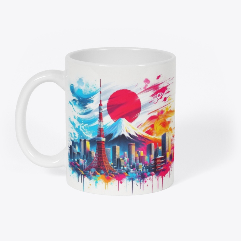 Colourful Tokyo Skyline with Mount Fuji