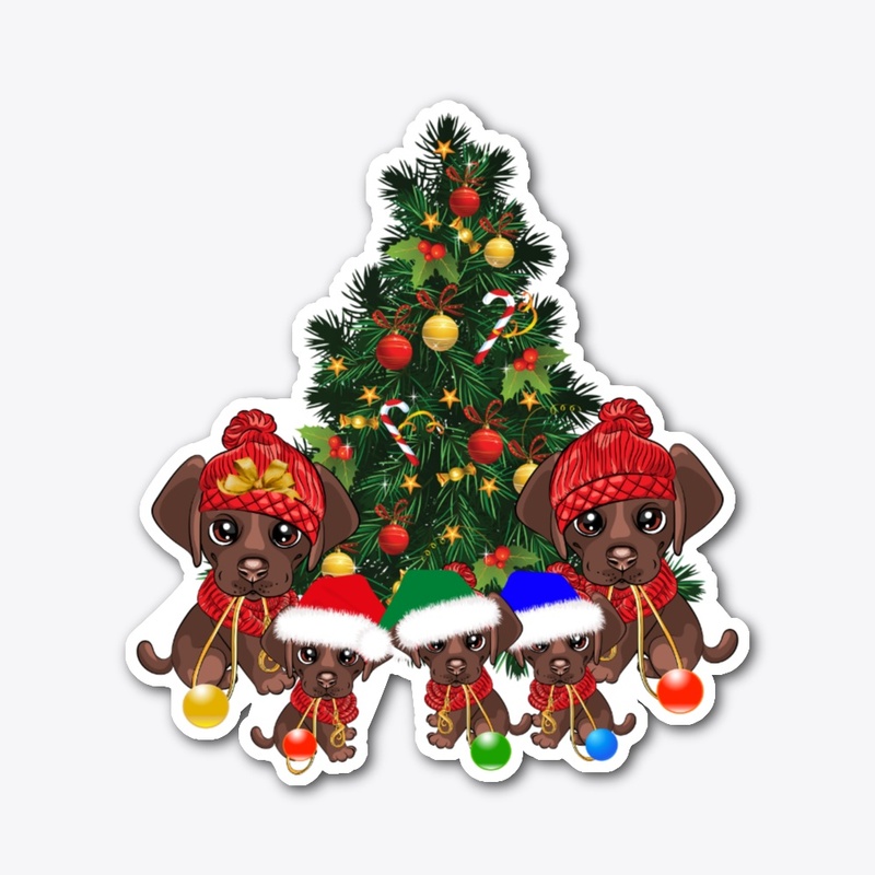 Puppy Christmas Family