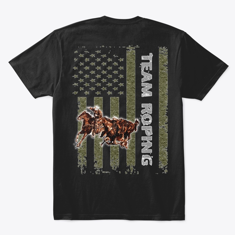 American-Team Roping-Flag-Rodeo-Tee