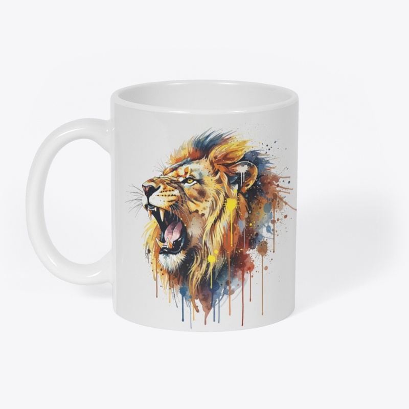 Majestic Roaring Lion Watercolor