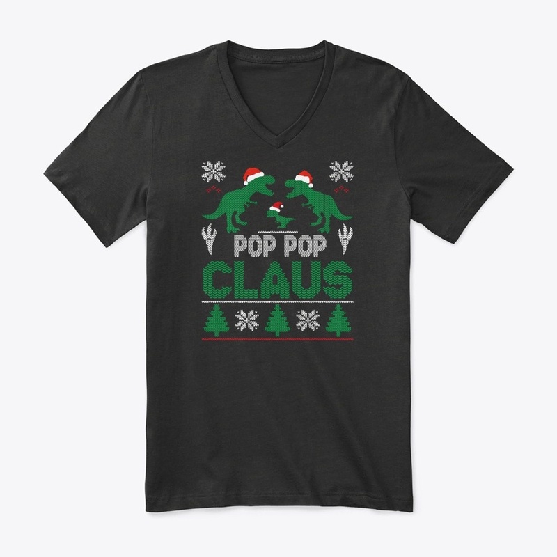 Pop Pop Claus T-rex Christmas Matching F