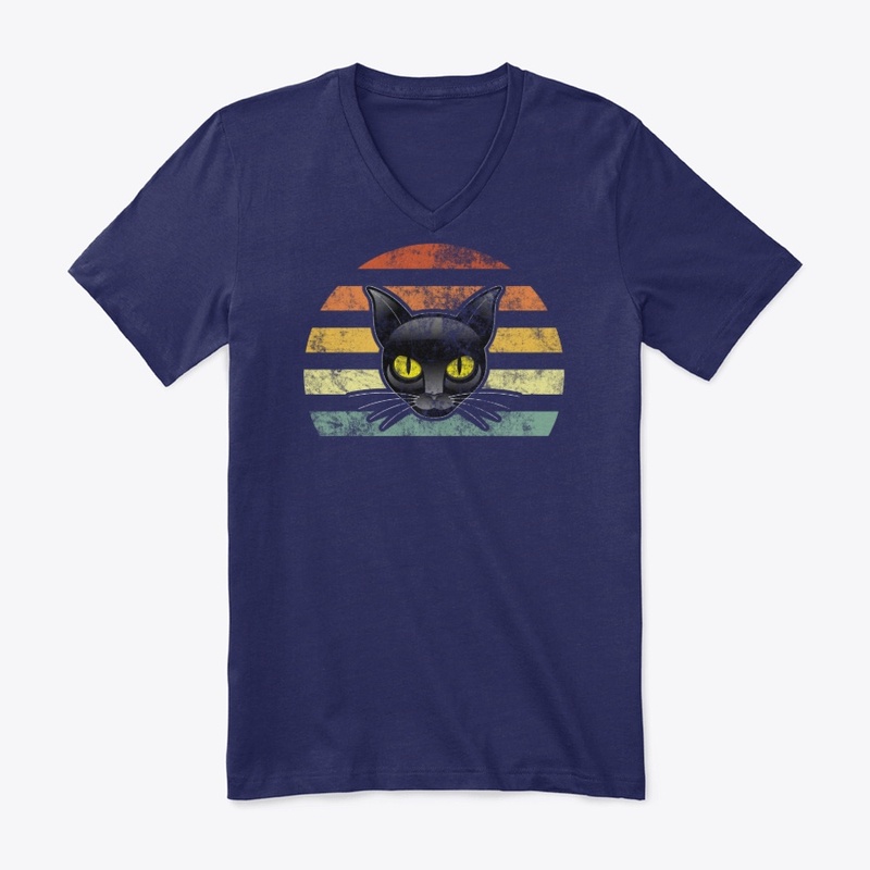 Vintage Black Cat Distressed