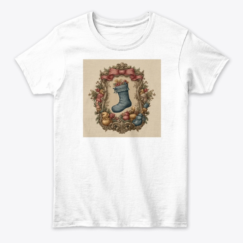 Vintage Christmas Stocking Floral Frame