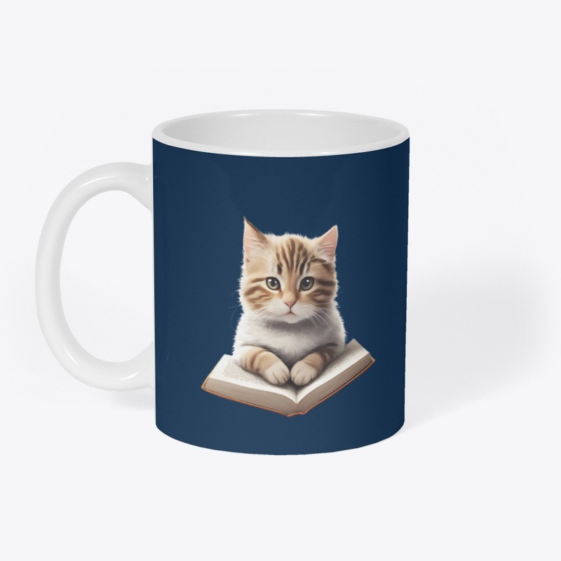A cat cozily nestled in a reading book