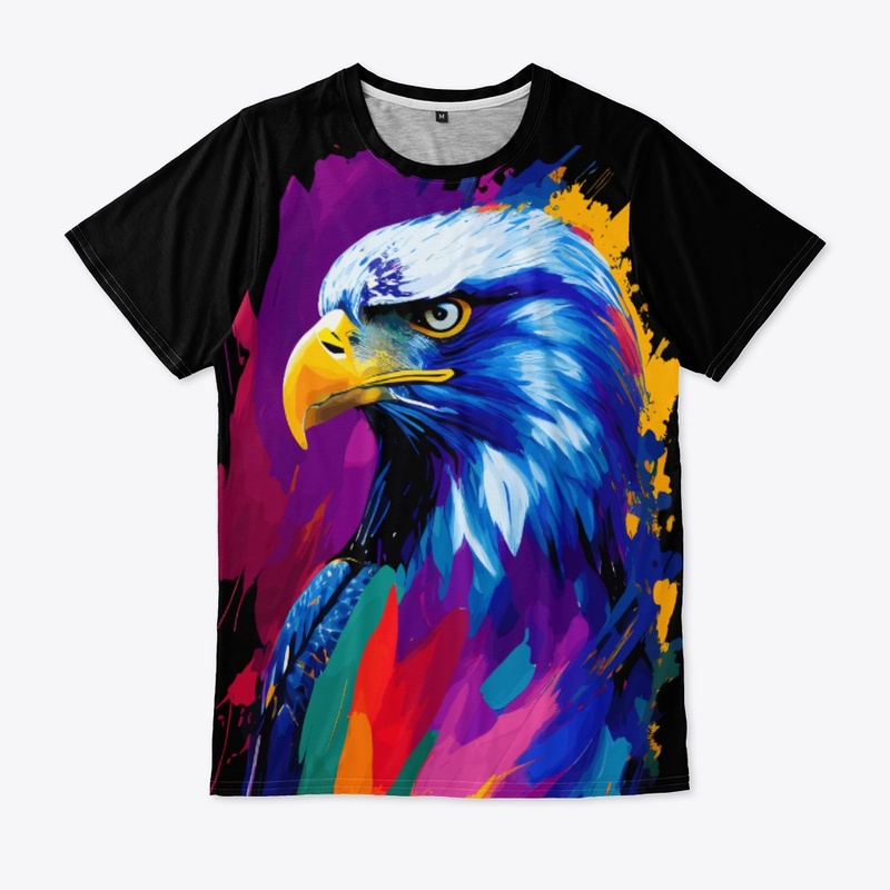 Vibrant Eagle in colorful splatter, left