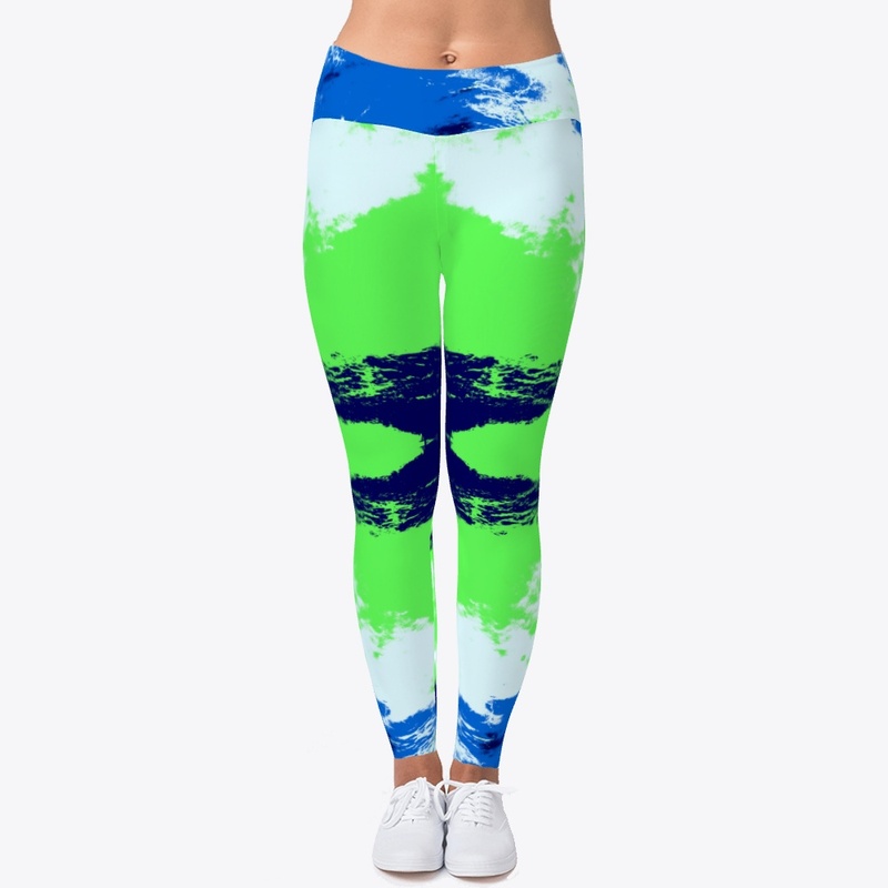 Abstract Green Blue Ink Blot Rorschach