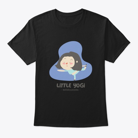 Little Yogi Natarajasana Black T-Shirt Front