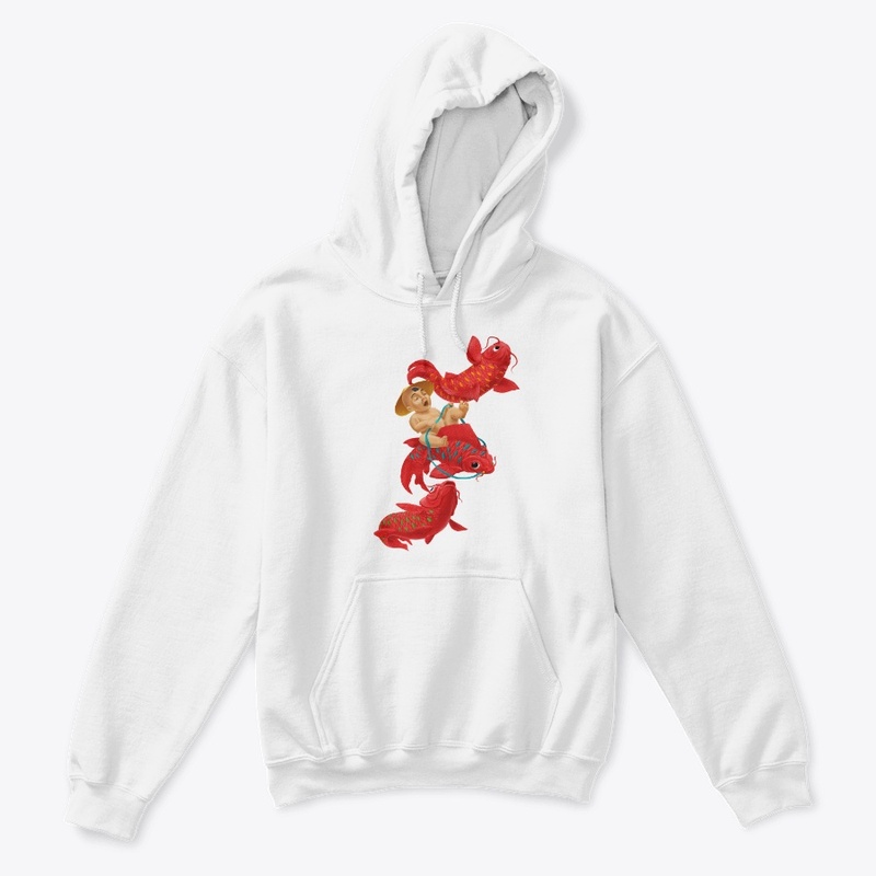 Chinese boy riding a fish