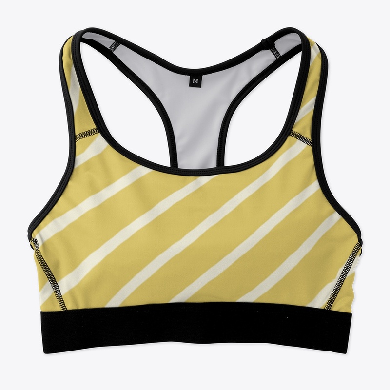 Sports Bra Yellow While Lines