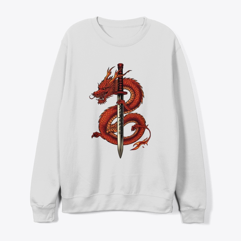 Japanese Dragon & Sword Graphic  🐉