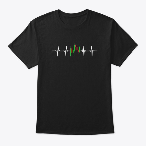 Stock Investor Heartbeat Black T-Shirt Front