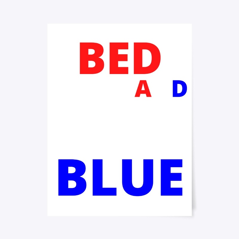 Bed white and blue funny independence na