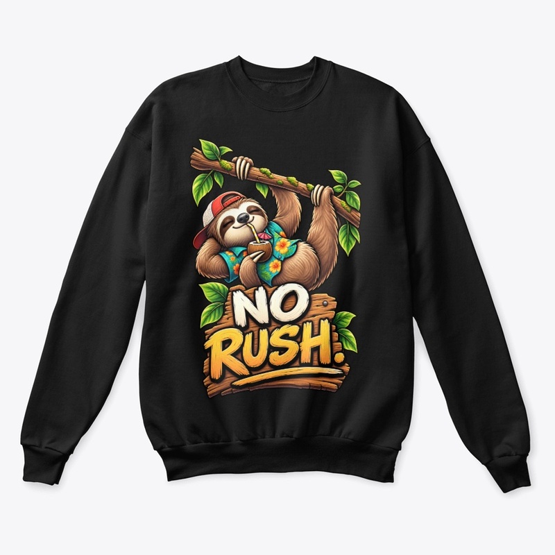 No Rush Funny Sloth T-Shirt Design 