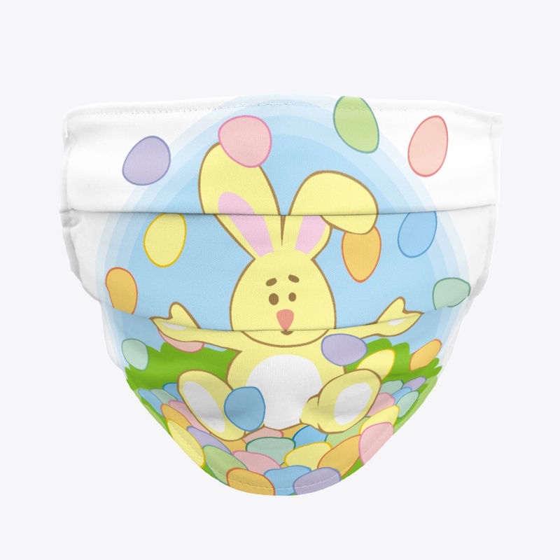 Easter Bunny playing with Easter eggs