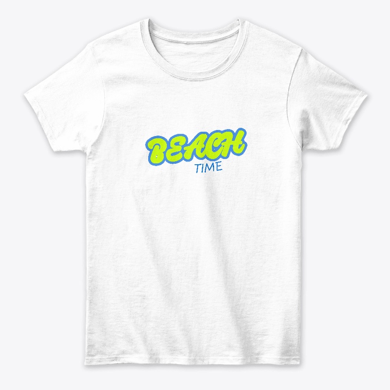 Beach Time fun Tee Green  Blue letters