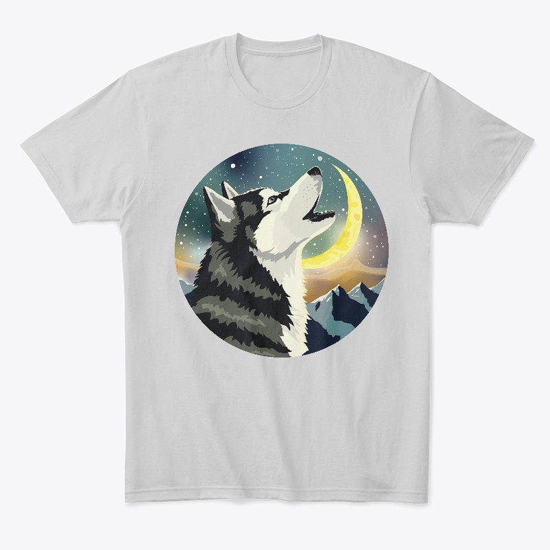 Siberian Husky howls to the Moon