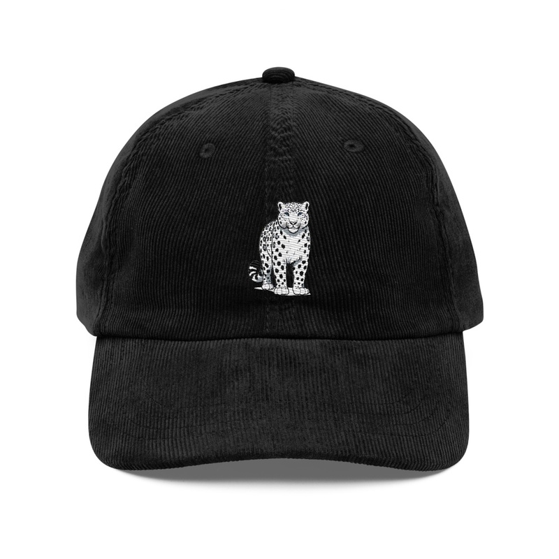 Snow Leopard Embroidered Corduroy Hat