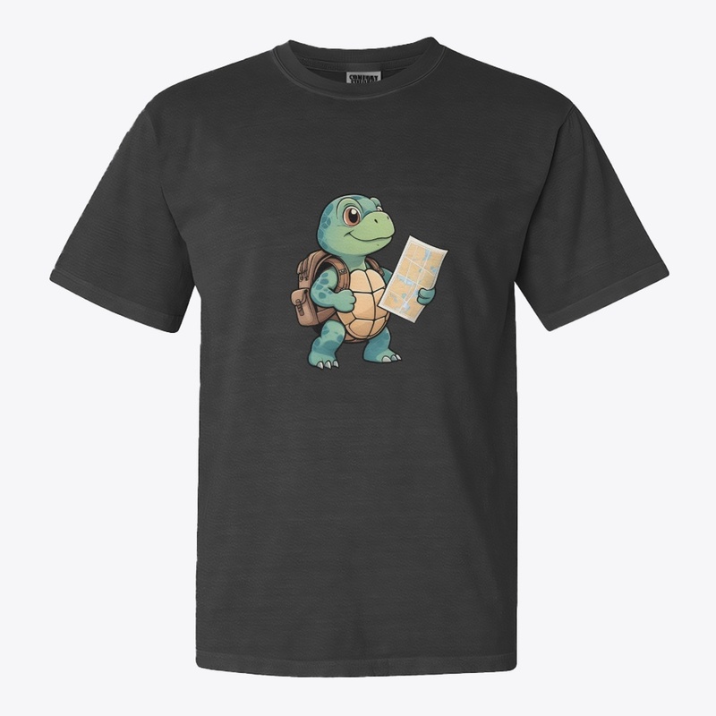 Cute Lost Turtle Explorer Sticker.