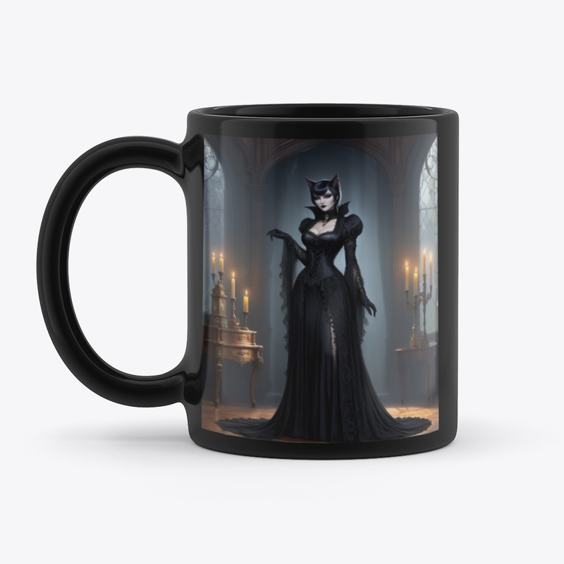 Gothic Catwoman in Elegant Attire