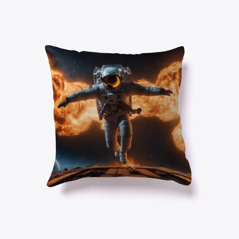 Spaceman escaping an explosion