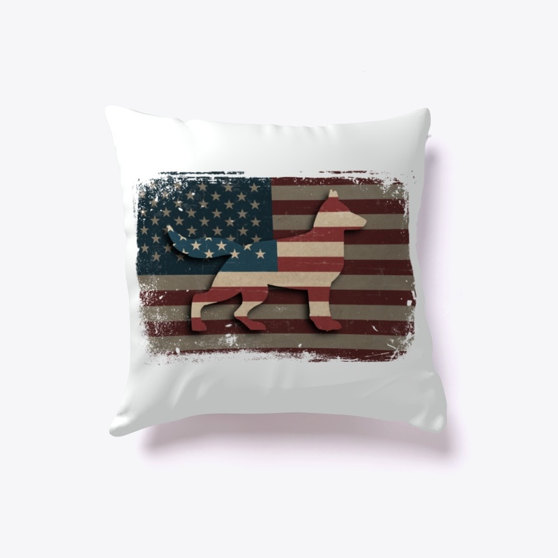 Vintage US Flag German Shepherd Gift