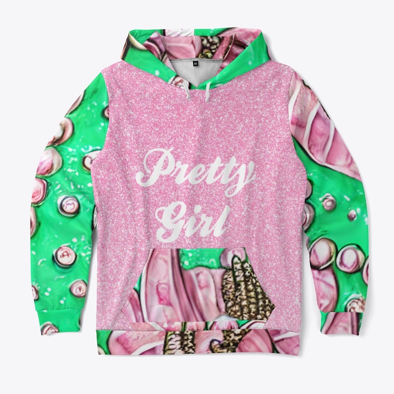 Green Background with Pink Pearls 