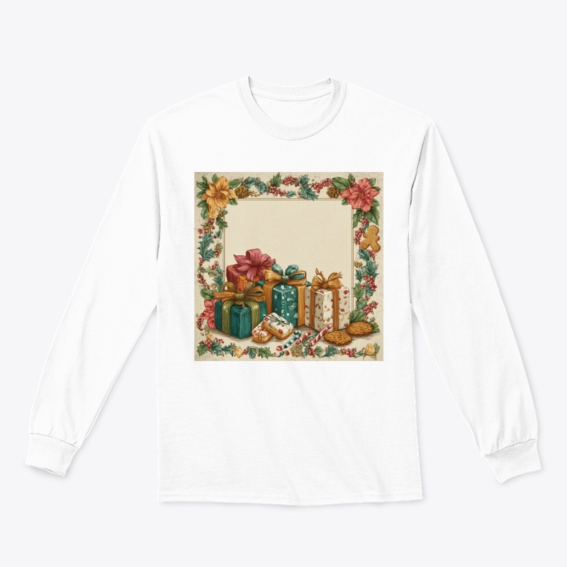 Christmas Gifts Floral Frame Vintage