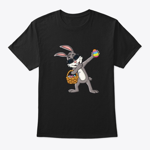 Dabbing Rabbit Easter Day Eggs Day Girls Black T-Shirt Front