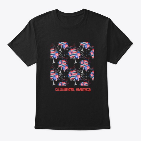 Celebrate America, Land Of The Free Peop Black T-Shirt Front