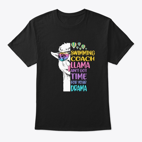 Swimming Pool Service Technician Llama Black T-Shirt Front
