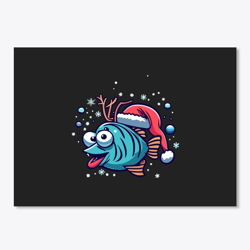Funny Christmas fishing t-shirt Design
