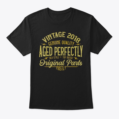 Vintage 2018 1 St Birthday 1 Years Old Gi Black T-Shirt Front