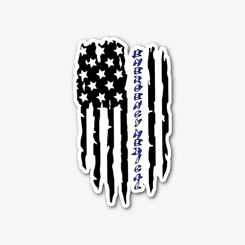 EMS Thin Blue and White Line Flag