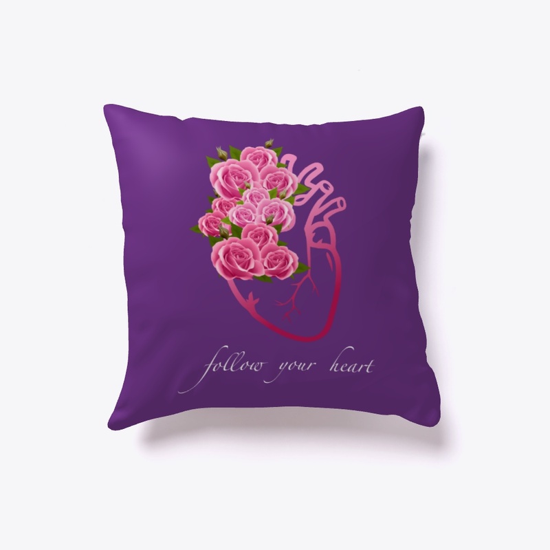 Follow Your Heart Art with Pink Roses