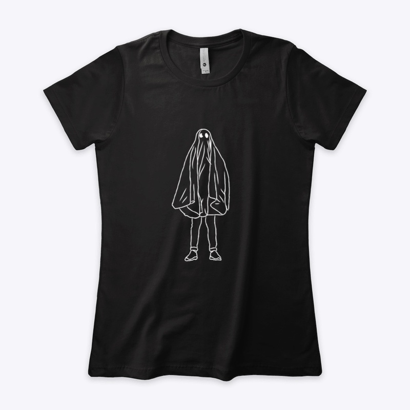 Large Icon Ghostie White on Black