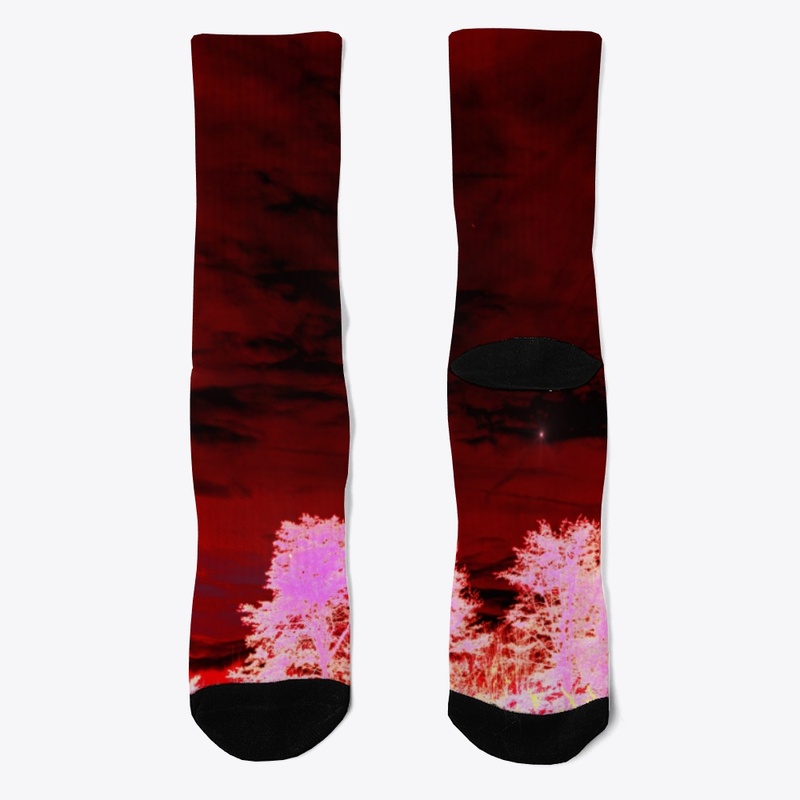 red with neon trees