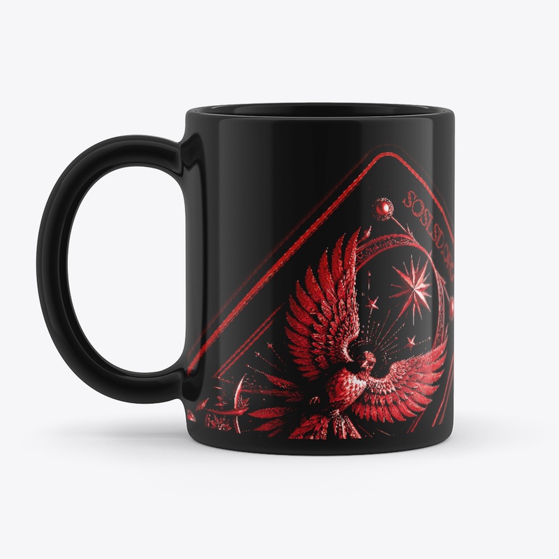Survivor Tarot blk mug in scarlet