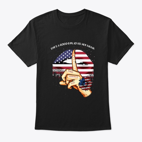 American Jesus Lips Usa Flag 4 Th July In Black T-Shirt Front