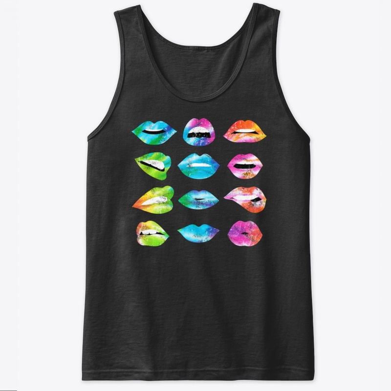 Tie Dye Lip Mood Mouths Tongue Out Kiss