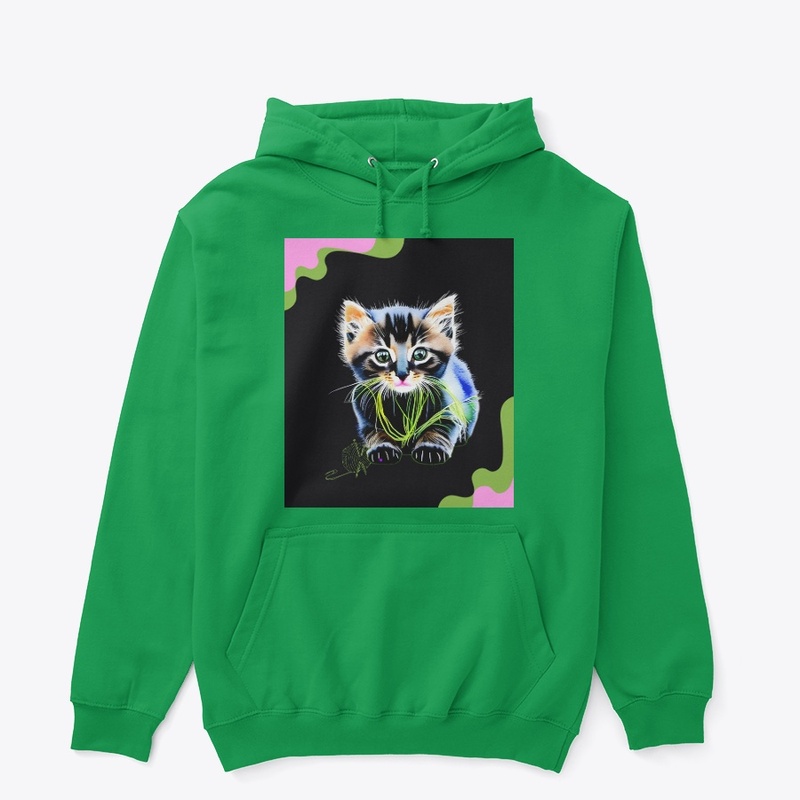 Green Yarn And Kitten