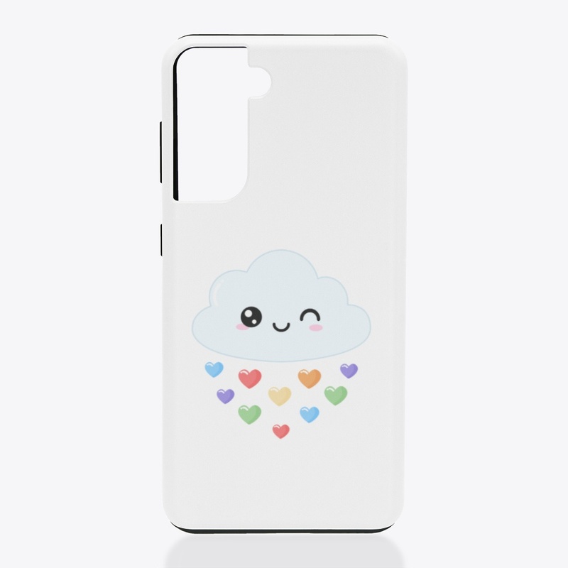 Cloud raining colored hearts