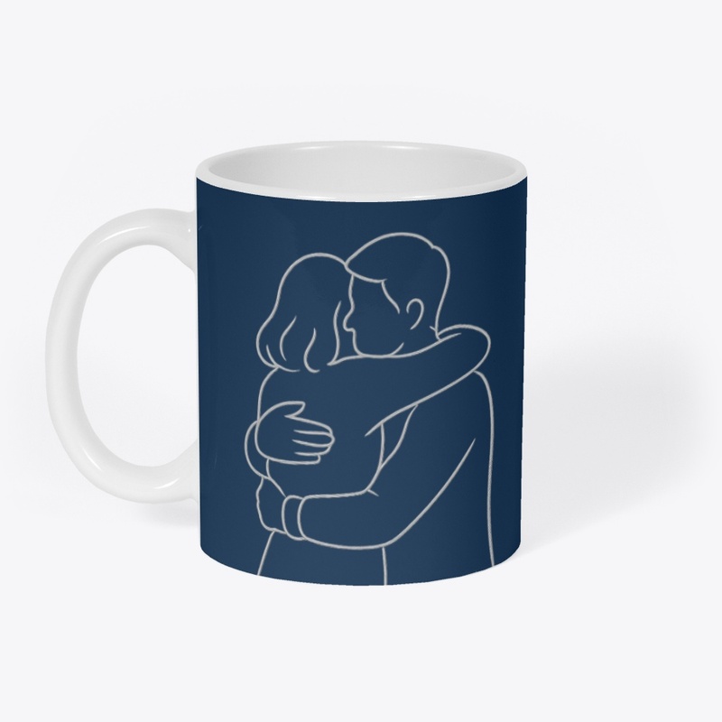 "Glowing Hug Line Art Minimal Design"