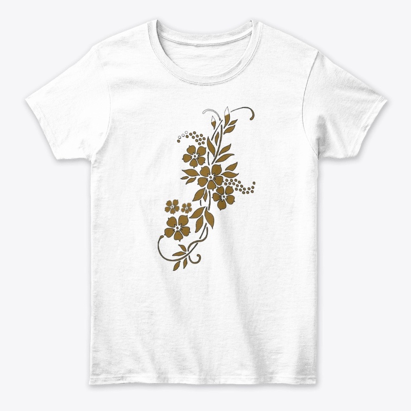 Elegant Golden Floral T-Shirt.