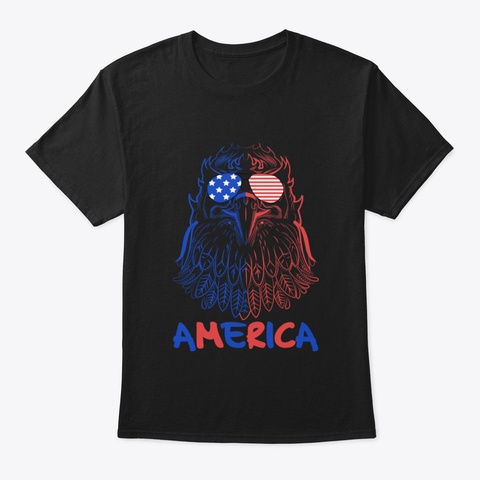 4 Th Of July Eagle, 4 Th Of July Black T-Shirt Front